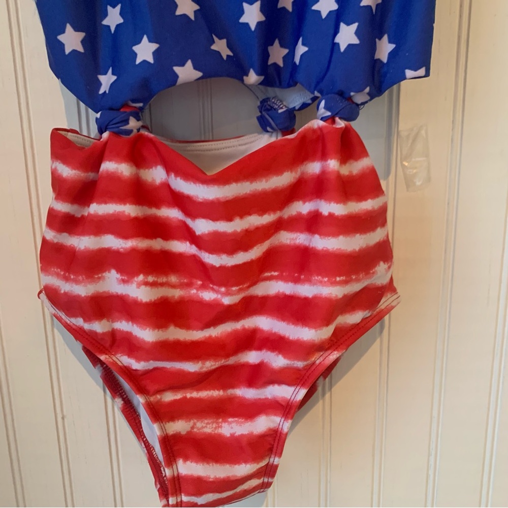 Art Class (M 7/8) Blue and Red One Piece Swimsuit with Star and Stripe Design - Picture 7 of 7